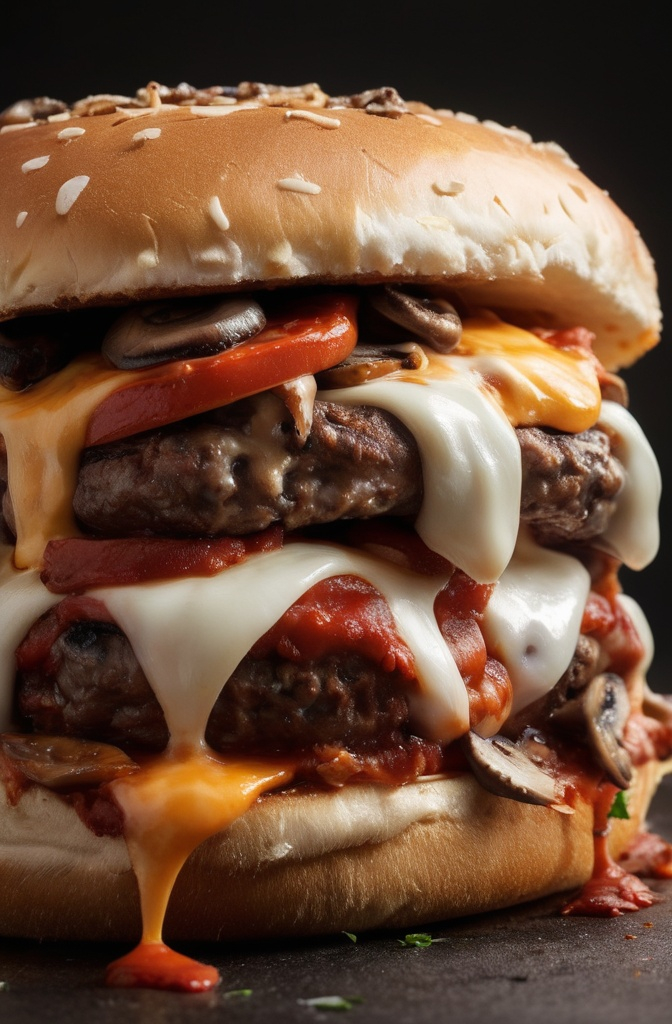 Monster Pepperoni and Mushroom Pizza Burger: The Culinary Mashup You Didn't Know You Needed (But Definitely Do) Monster Pepperoni and Mushroom Pizza Burger: The Culinary Mashup You Didn't Know You Needed (But Definitely Do)