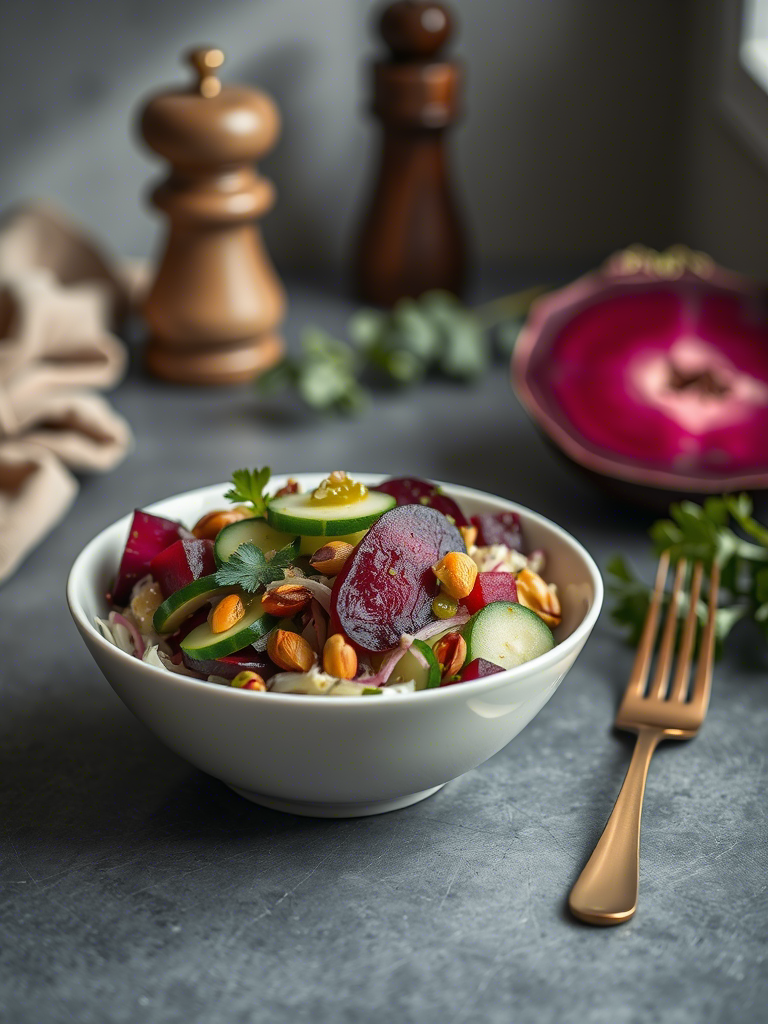 Crisp Cucumber and Beetroot Salad: A Refreshing Study in Texture, Color, and Culinary Simplicity