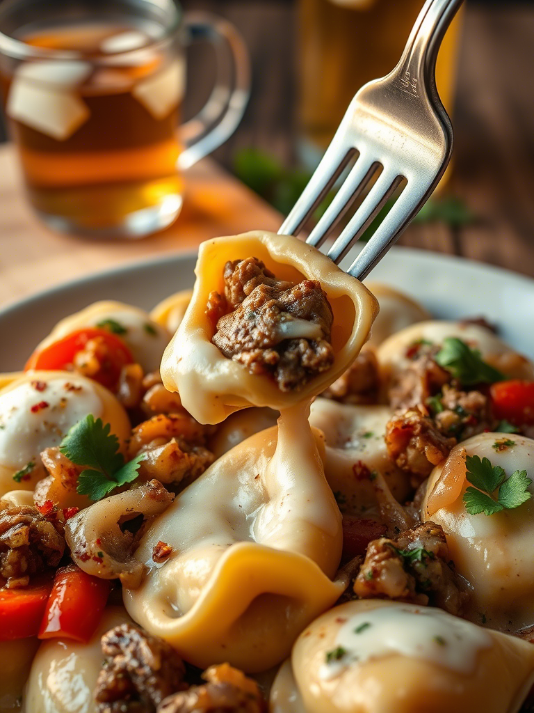 Cheesesteak Tortellini in Rich Provolone Sauce: The Culinary Mashup You Never Knew You Needed Cheesesteak Tortellini in Rich Provolone Sauce: The Culinary Mashup You Never Knew You Needed