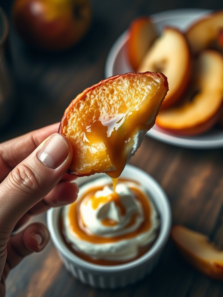 Air Fried Apple Wedges with Caramel Whipped Cream Dipping Sauce: A Culinary Revolution in Simple Elegance Air Fried Apple Wedges with Caramel Whipped Cream Dipping Sauce: A Culinary Revolution in Simple Elegance
