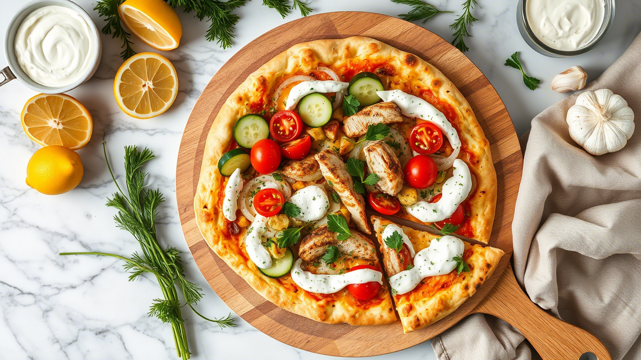 Tzatziki Chicken & Veggie Naan Pizza Recipe: A Mediterranean Fusion That’ll Blow Your Apron Off