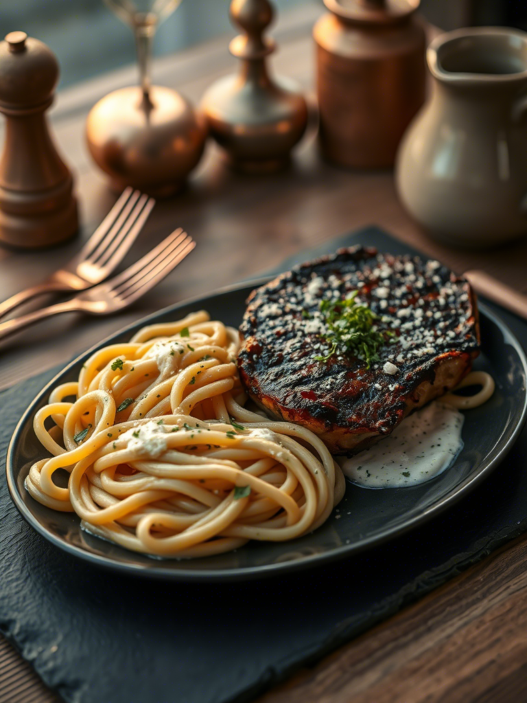 Garlic Butter Steak with Creamy Parmesan Rigatoni: A Bold Marriage of Fire and Comfort Garlic Butter Steak with Creamy Parmesan Rigatoni: A Bold Marriage of Fire and Comfort
