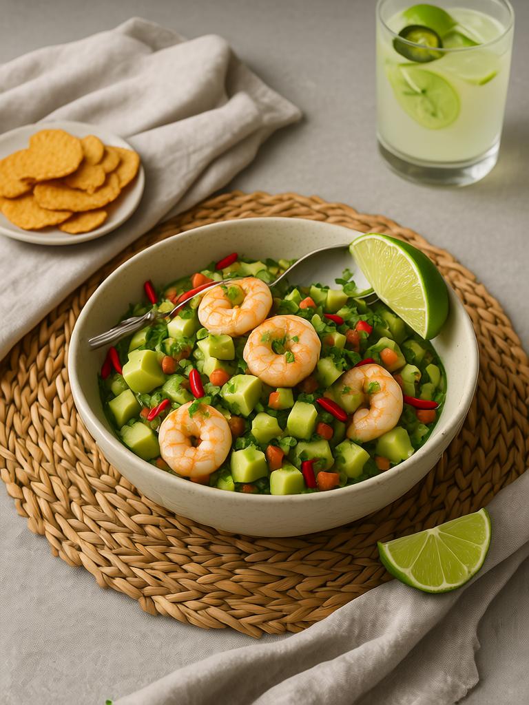 Shrimp and Avocado Ceviche with Lime and Cilantro: A Bright Classic Reimagined with Depth Shrimp and Avocado Ceviche with Lime and Cilantro: A Bright Classic Reimagined with Depth
