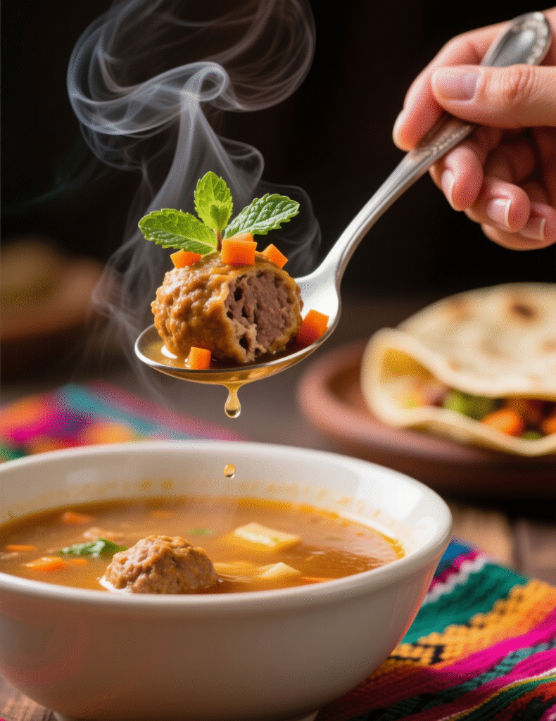 Traditional Mexican Albondigas Soup with Fresh Mint and Veggies: A Hearty Classic with a Herbal Twist Traditional Mexican Albondigas Soup with Fresh Mint and Veggies: A Hearty Classic with a Herbal Twist