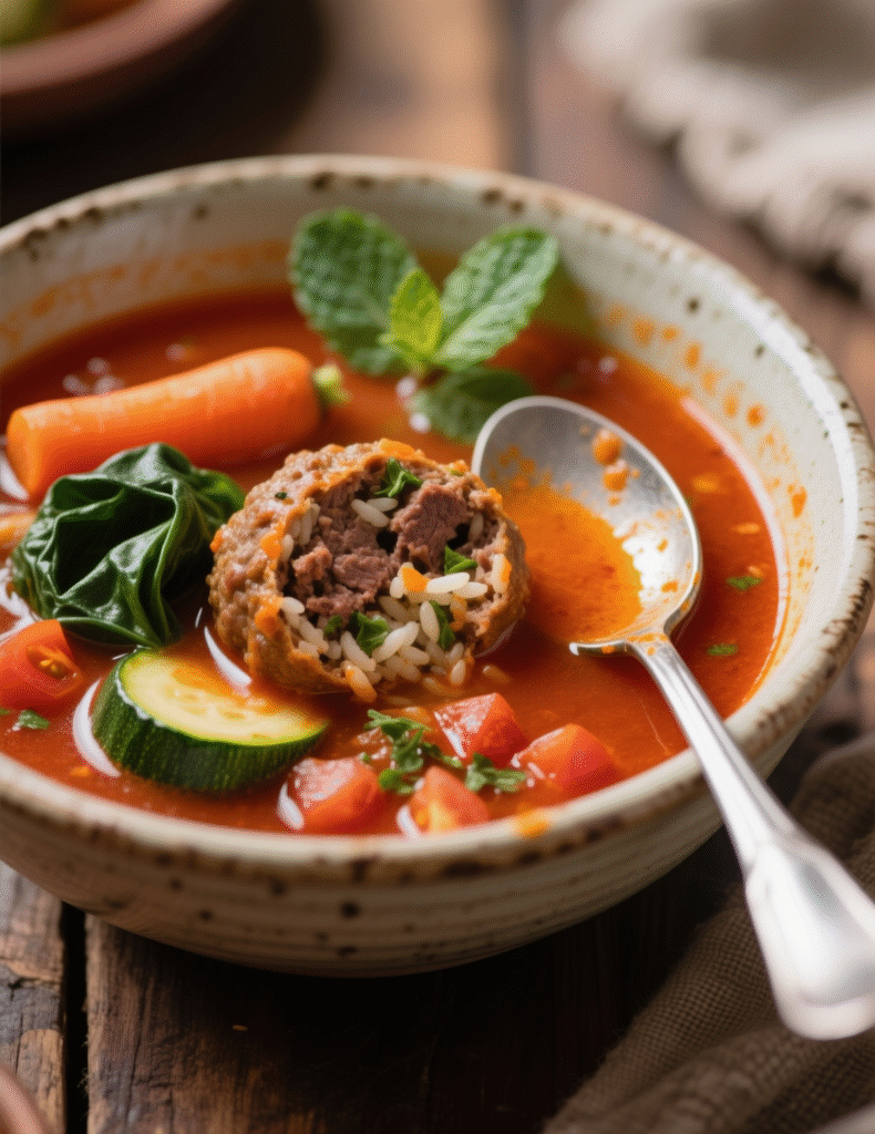 Traditional Mexican Albondigas Soup with Fresh Mint and Veggies: A Hearty Classic with a Herbal Twist Traditional Mexican Albondigas Soup with Fresh Mint and Veggies: A Hearty Classic with a Herbal Twist
