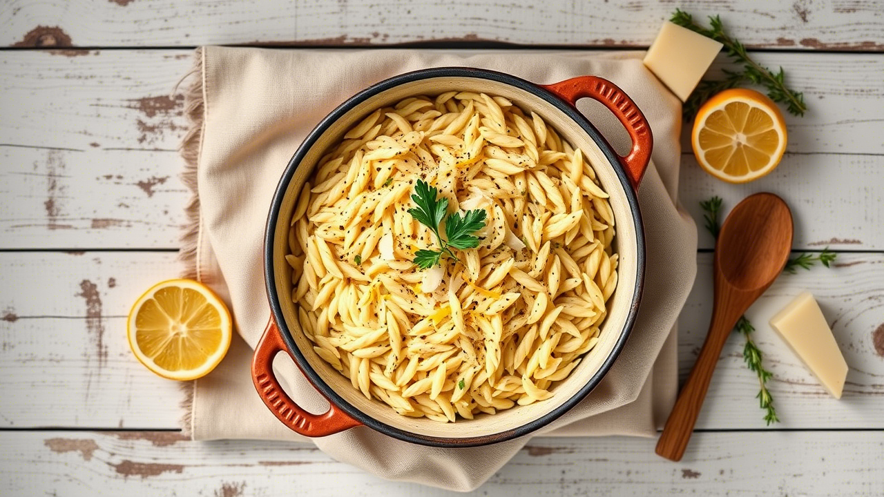 One-Pot Creamy Lemon Parmesan Orzo – Quick & Comforting!