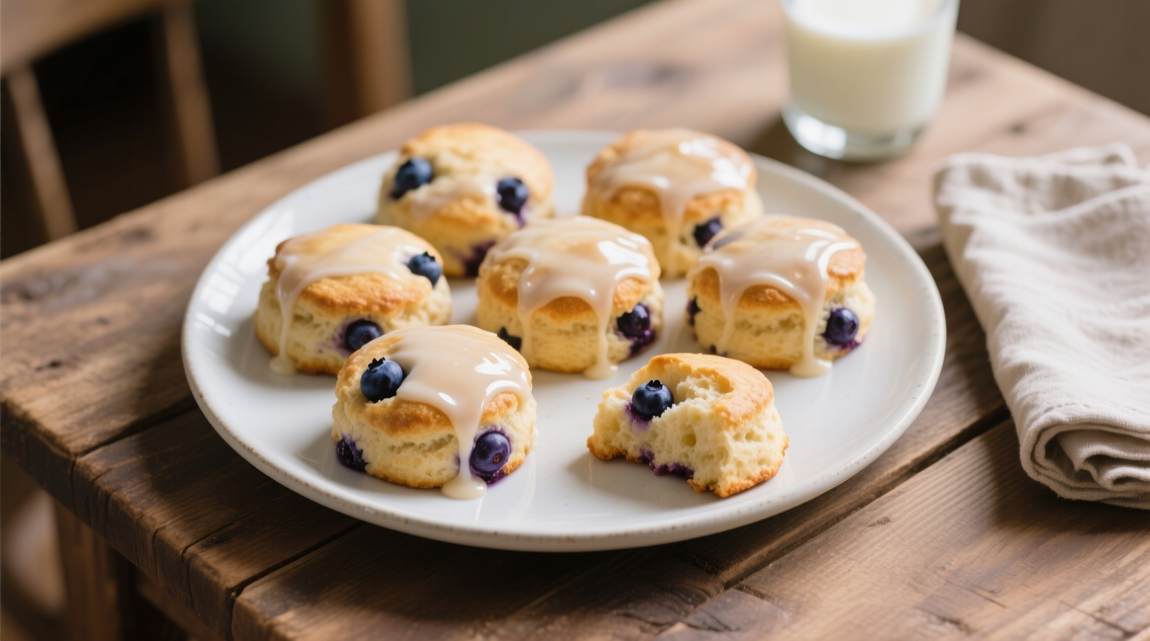 Glazed Blueberry Biscuits Recipe – Soft, Fluffy & Bursting with Berries
