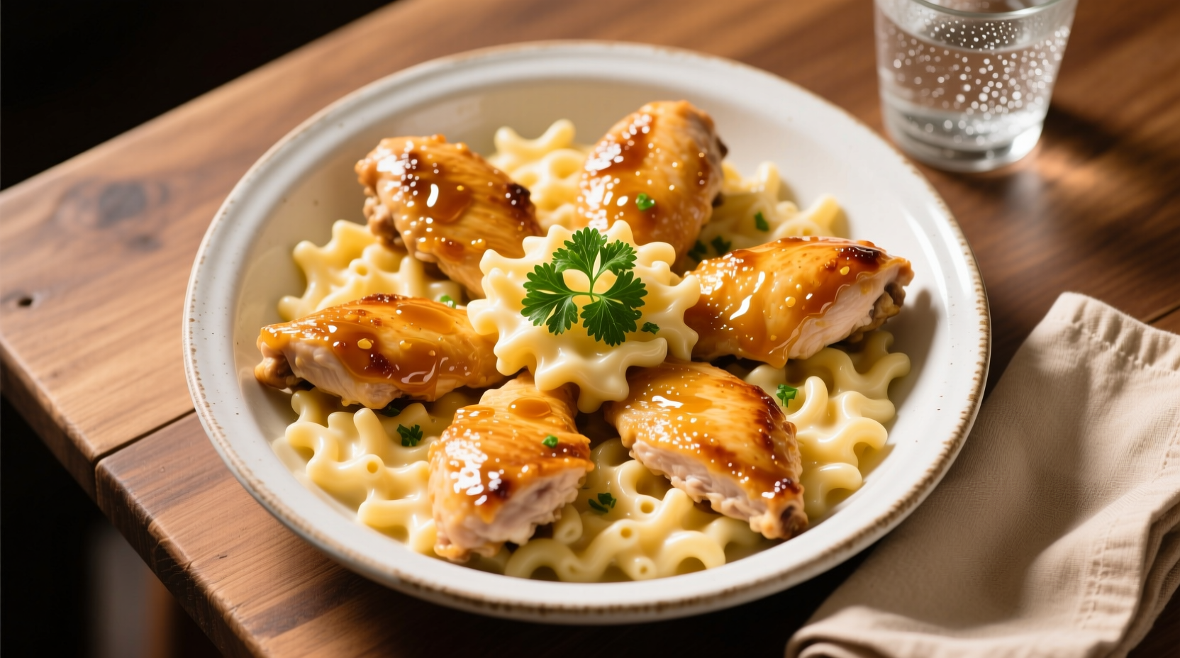High Protein Honey Garlic Butter Chicken with Mac & Cheese Recipe (4 Servings)