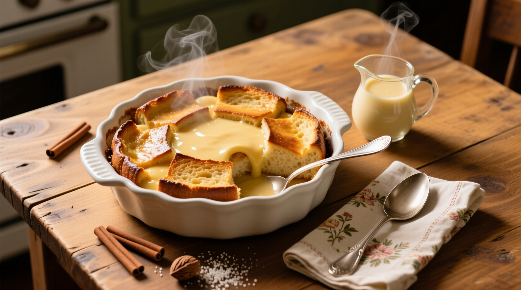 Grandma’s Old-Fashioned Bread Pudding with Vanilla Sauce Recipe (8 Servings)