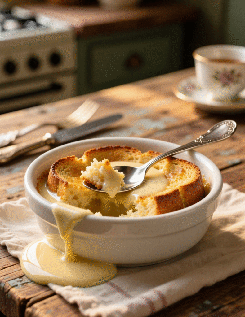 Grandma’s Old-Fashioned Bread Pudding with Vanilla Sauce Recipe (8 Servings)