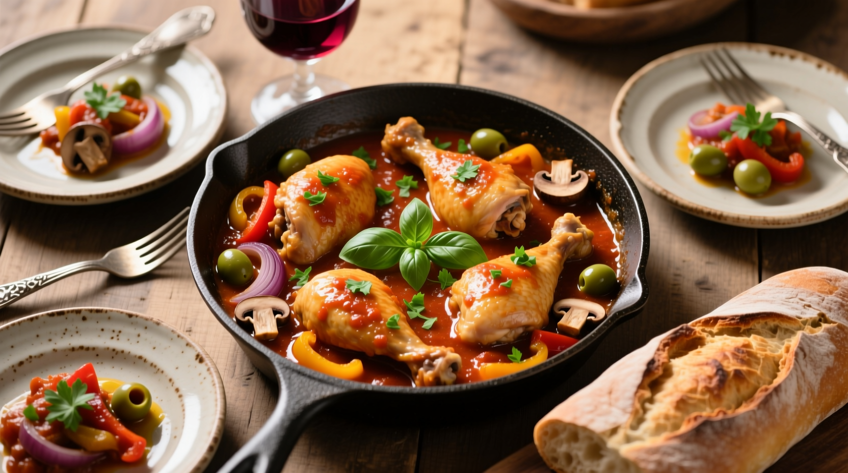 Simple Chicken Cacciatore Dish Recipe for 4 Servings: A True Classic with Depth