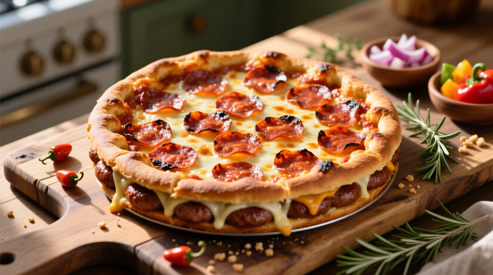 Ultimate Deep-Dish Hamburger Sausage Pepperoni Pie Recipe: 8 Servings of Bold Comfort