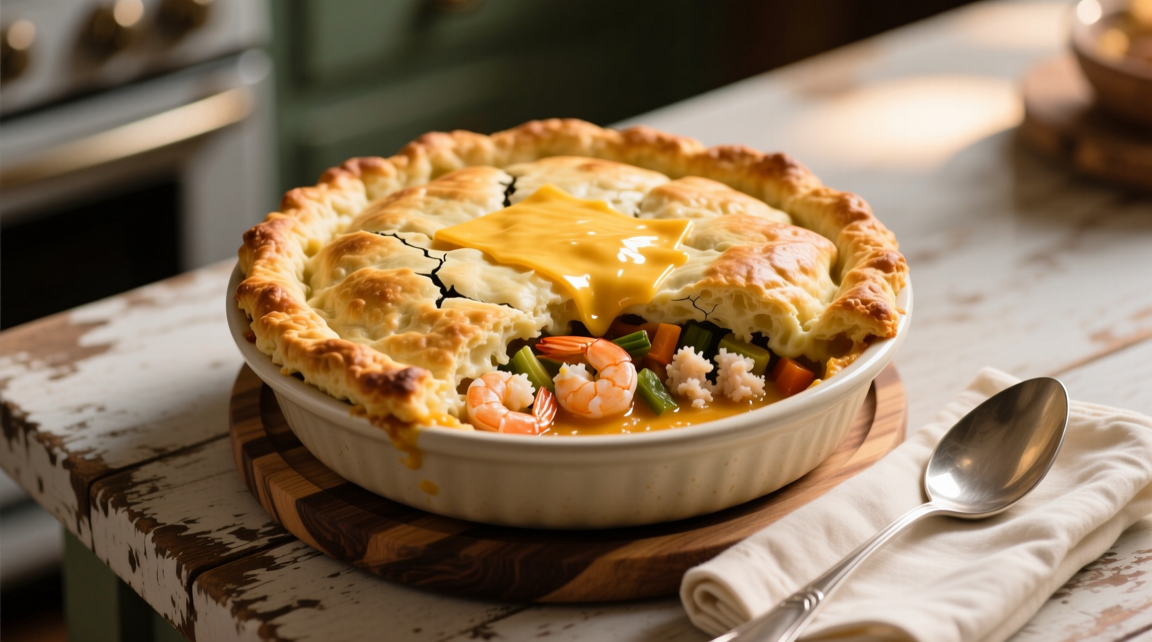 Cheddar Bay Biscuit Seafood Pot Pie Recipe for 6 Servings