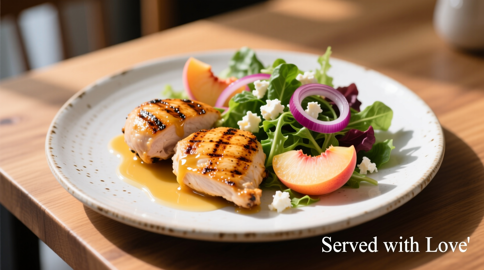 Grilled Honey Mustard Chicken with Peach Salad Recipe for 4 Servings