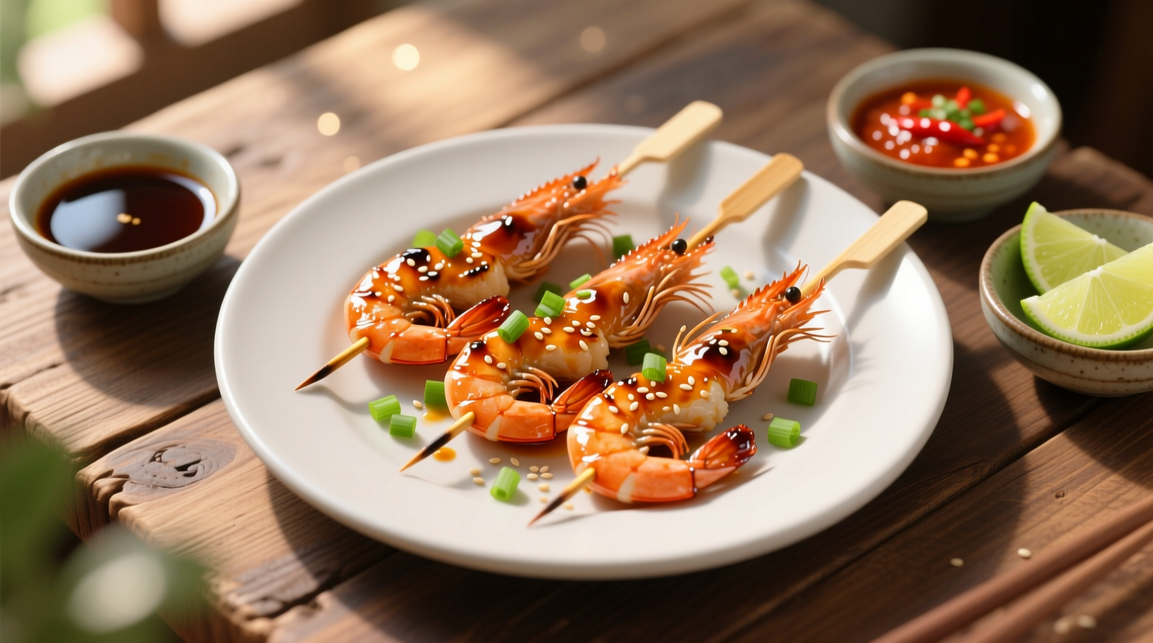 Asian Marinated Grilled Shrimp Skewers Recipe (6 Servings)
