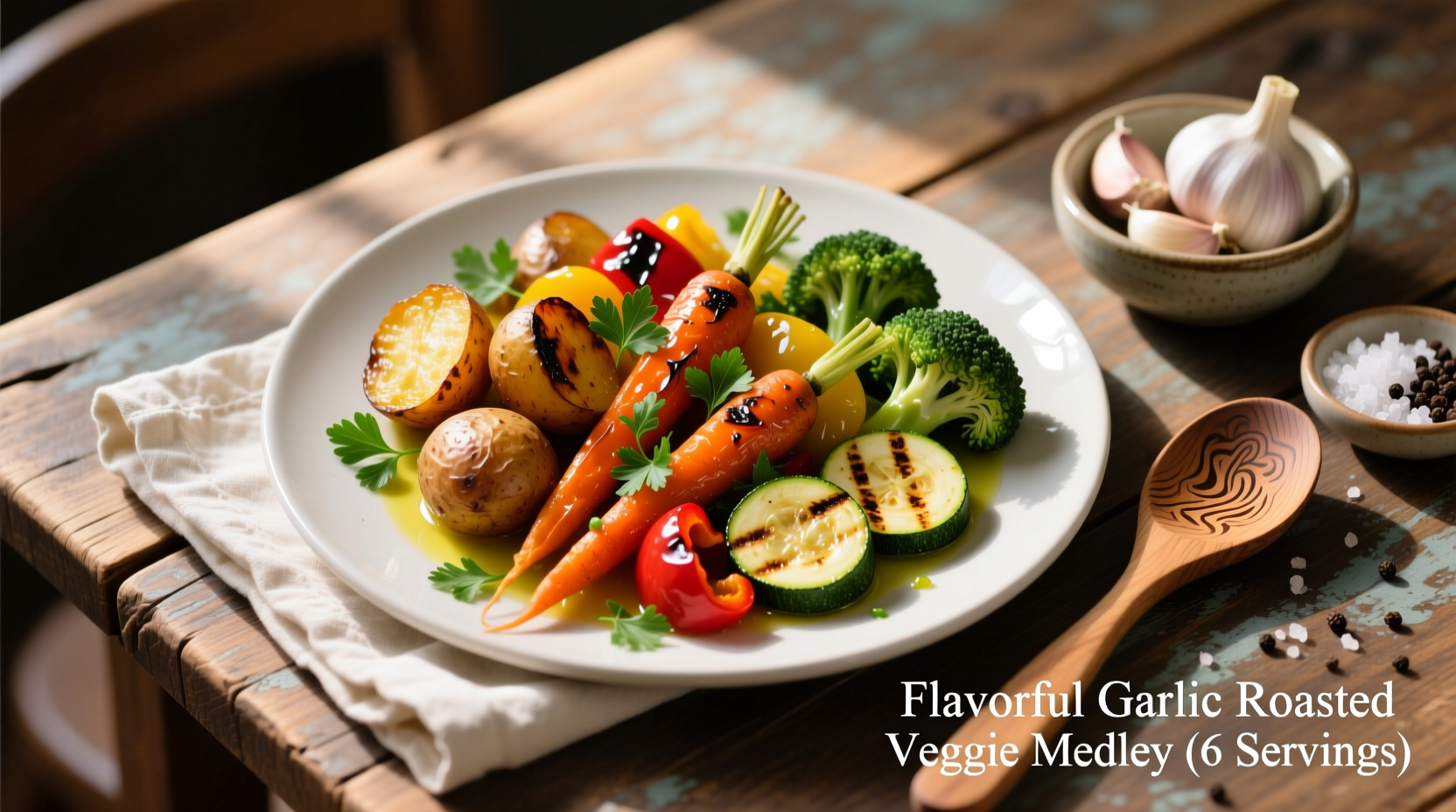 Flavorful Garlic Roasted Veggie Medley Recipe (6 Servings)