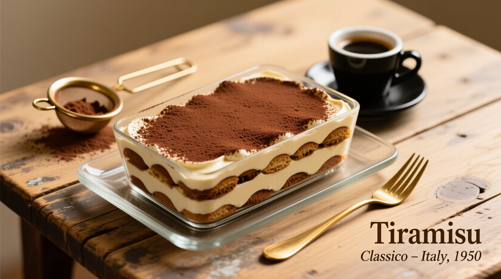 Classic Italian Tiramisu Recipe with Mascarpone Cream (8 Servings)
