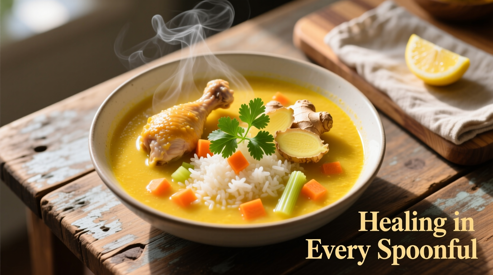 Lemon Ginger Turmeric Chicken and Rice Soup Recipe for 6 Servings: A Healing, Flavor-Packed Delight
