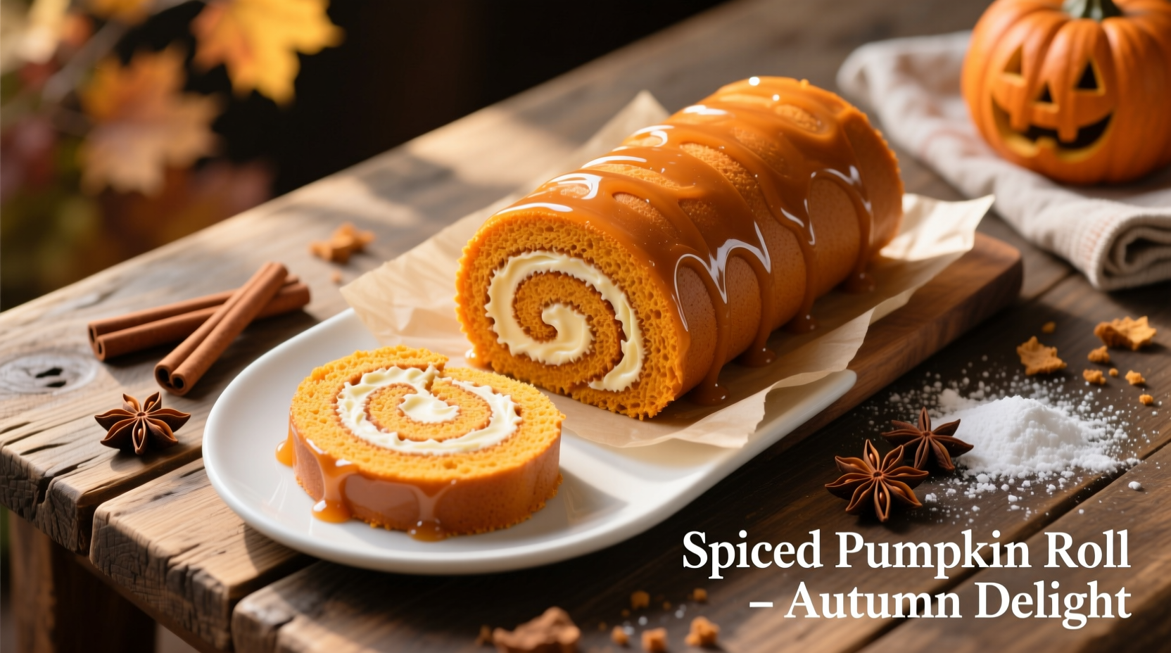 Moist Pumpkin Roll with Spiced Cream Cheese Recipe (12 Servings)