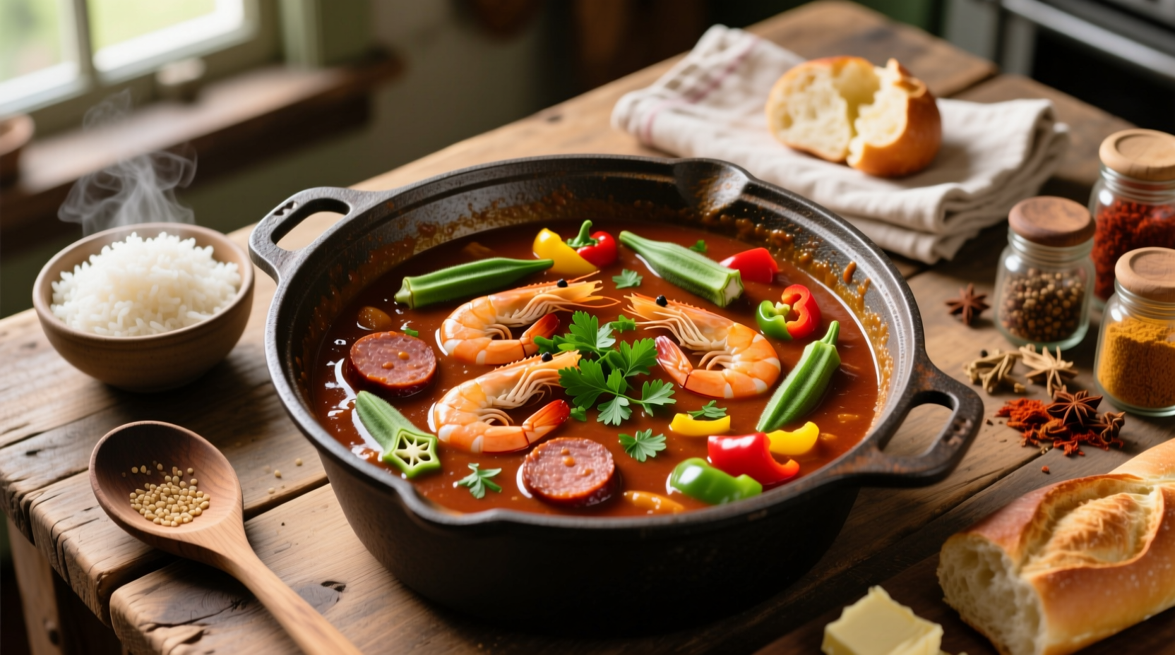 Hearty Louisiana Gumbo with Shrimp & Sausage Recipe (16 Servings)