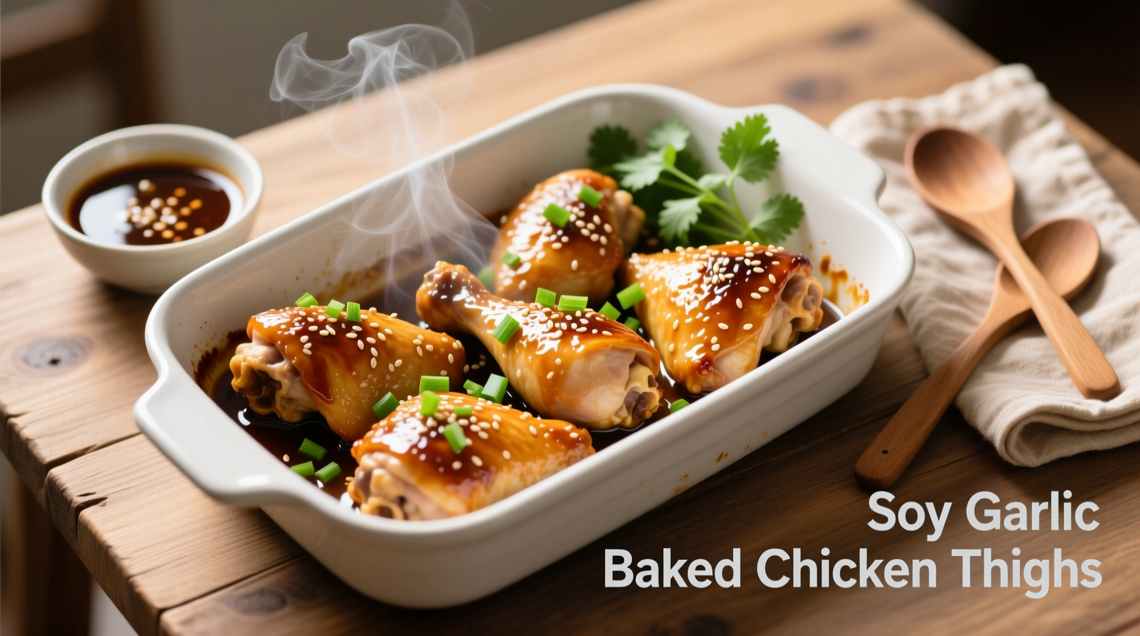 Soy Garlic Baked Chicken Thighs Recipe (6 Servings)